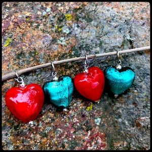 Murano class heart pendants or charms